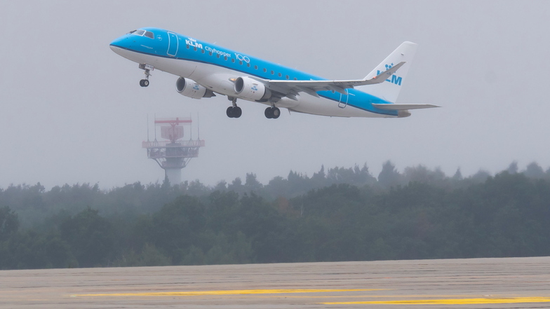 Mal wieder in Dresden zu Gast: Eine Maschine der KLM