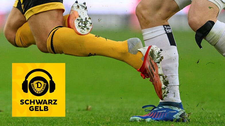 Ein Bild mit Symbolwert: Dynamos Ahmet Arslan wird gefoult, dabei rutscht ihm der Schuh vom Fuß. Derzeit kommt bei den Dresdnern tatsächlich viel zusammen - auf den Punkt gebracht in der neuen Folge des Schwarz-Gelb-Podcasts.