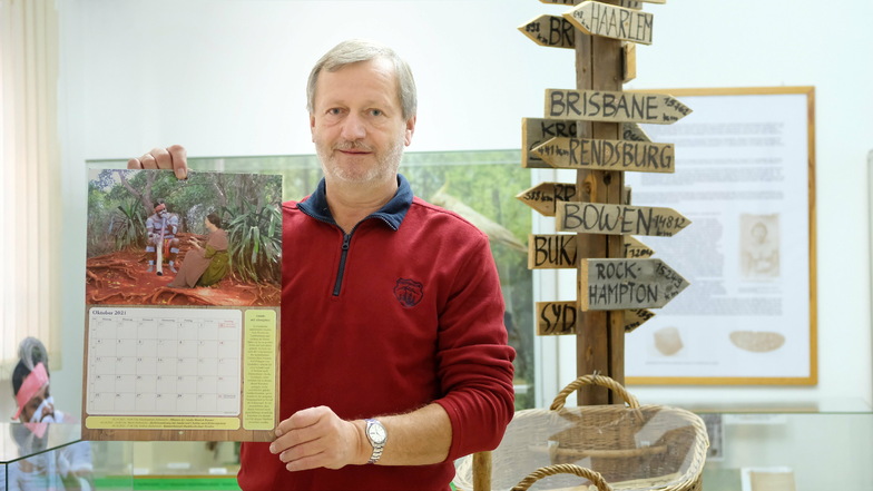 Dietmar Lippert ist einer der Organisatoren des Amalie-Dietrich-Jahres 2021 in Siebenlehn. Er wirbt für den frisch gedruckten Kalender.