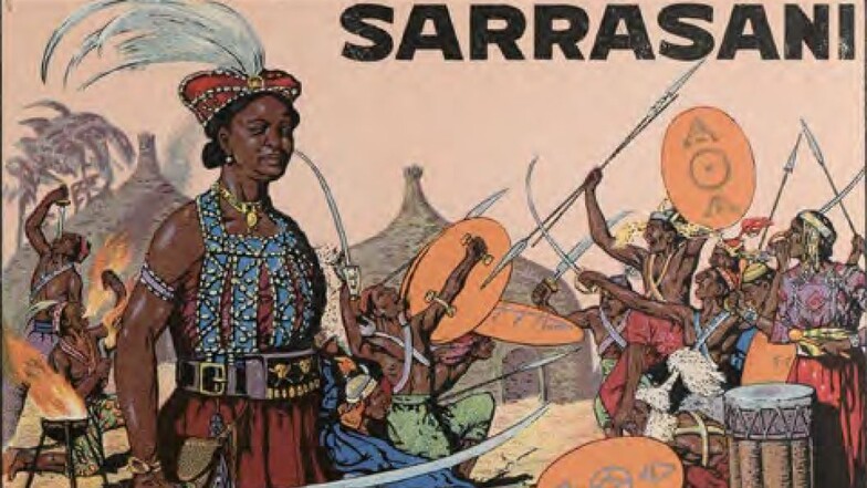 Auch der Zirkus Sarrasani veranstaltete "Völkerschauen" und warb dafür mit Postkarten wie dieser aus dem Jahr 1921.