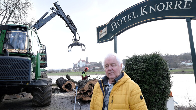 Hoteldirektor Claus Scholze ist sauer, dass er nun für die Beseitigung der Linden aufkommen muss. Die Bäume stehen zwar auf dem Grundstück der Knorre, sind aber als Naturdenkmal ausgewiesen.