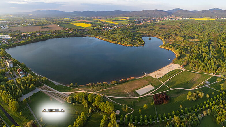 An dieser Stelle am Olbersdorfer See soll der neue Lern-, Arbeits- und Kreativ-Ort entstehen.