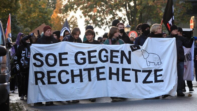 Demo von "SOE gegen Rechts", hier am 15. Oktober: "Die AfD-Auftritte schaden dem Image von Pirna."