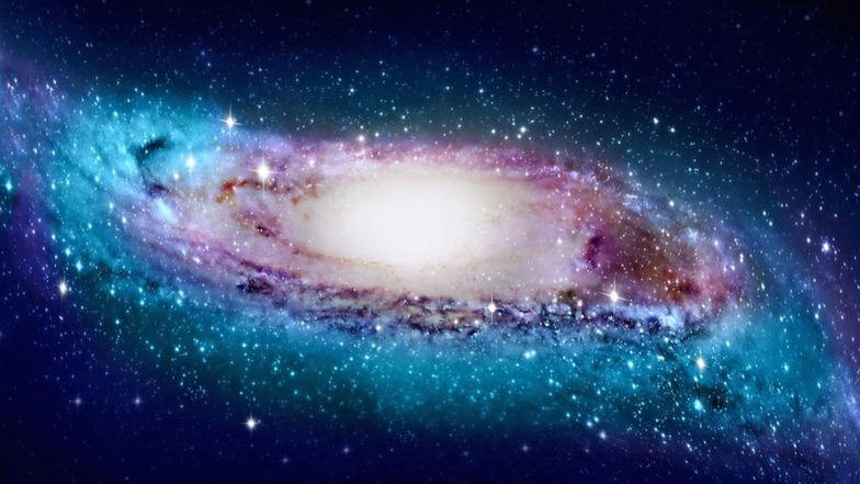 Von wegen platt. Unsere Milchstraße ragt weit in den Raum an beiden Enden. Sie ist wie selten nur eine Galaxie verbogen.
