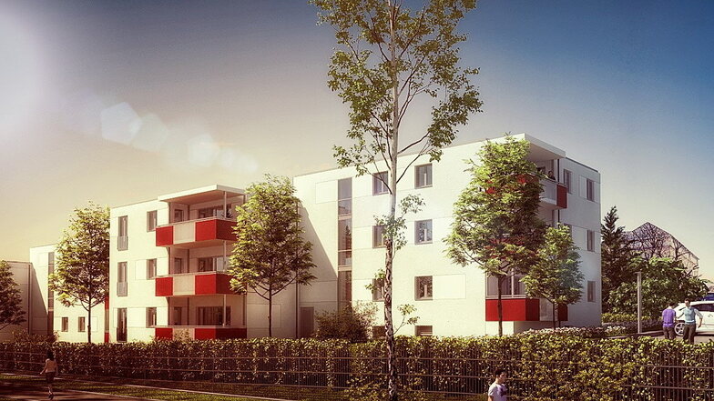 So sollen die neuen Häuser in der Flinzstraße aussehen: Einige Wohnungen haben einen Balkon nach Norden, die anderen Richtung Osten.