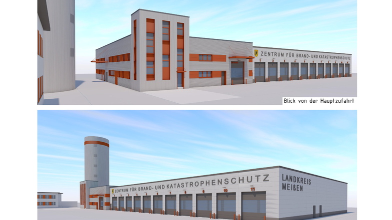 Das neue Feuerwehrtechnische Zentrum in Glaubitz als Ersatzneubau.