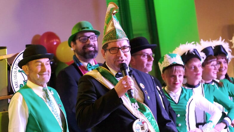 Der Meißner Carnevalspräsident Andreas Krause begrüßte die mehr als 200 Gäste im Rathaussaal.