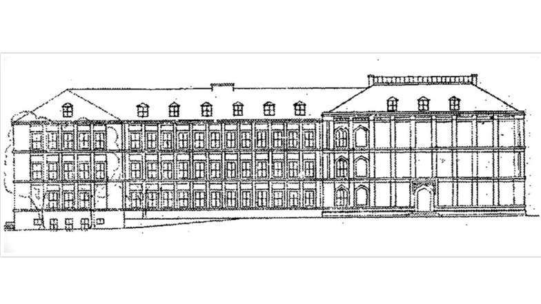 Der 1952 vorgestellte Architektenentwurf des VEB Bau Dresden für die Erweiterung der Zittauer Bauschule sah so aus.