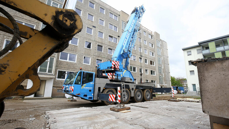 Der Wohnblock Karl-Marx-Ring 34-42 gehörte 2019 zu den größten Bauprojekten der Wohnungsgenossenschaft Riesa.