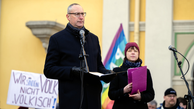 Bautzens Oberbürgermeister Karsten Vogt sprach zum Abschluss der Kundgebung.