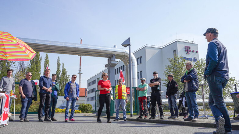 Telekom-Mitarbeiter in Bautzen im Streik