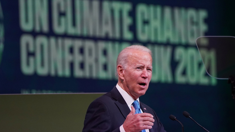 Joe Biden spricht während der UN-Klimakonferenz COP26 in Glasgow zu erzielen.