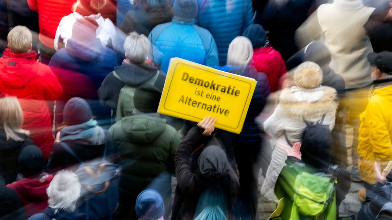 Das Bild entstand bei einer Demonstration gegen Rechtsextremismus  27. Januar in Bautzen.