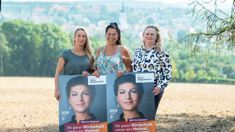 Birgit Mohr, Margret Witzschel-Weinhold und Romy Mühl sind Stadträtinnen für das BSW in Frankenberg. Mohr und Mühl wollten auch in den Landtag.