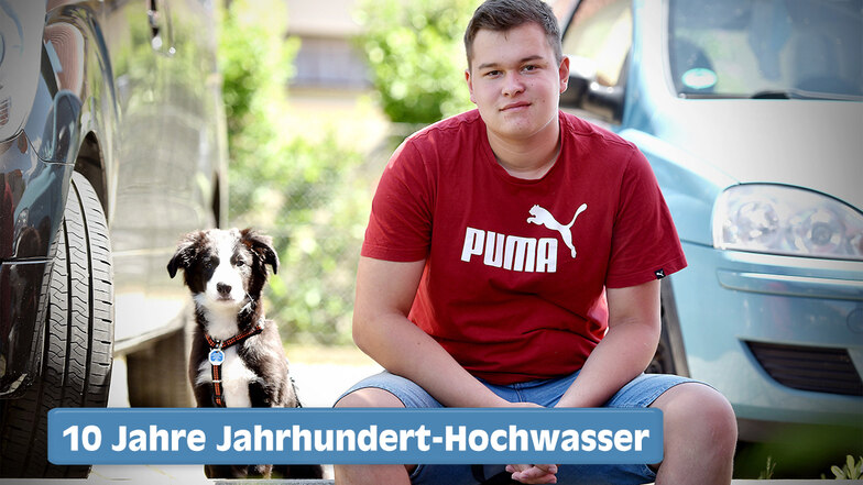 Die Schulzeit von Jasper Krenzien - und seinem Bruder Jesse (nicht im Bild) - säumen zwei Krisen: Hochwasser und Corona. Hund Boomer sieht's gelassen.