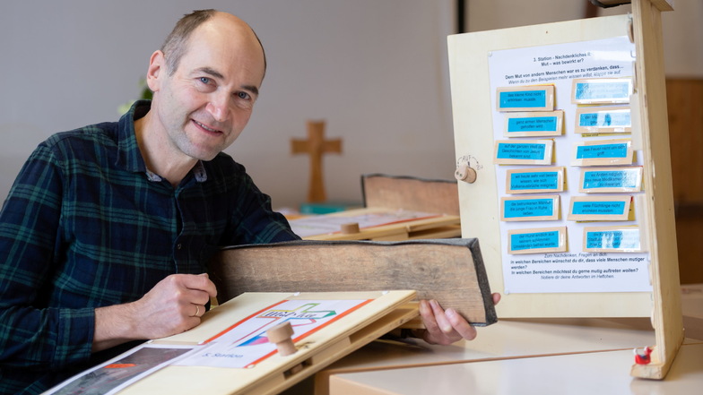 Zwei Themenwege hat Kirchgemeindepädagoge Holger Pötschke bereits erdacht und umgesetzt. Anlässlich des Osterfestes plant er jetzt deren Fortsetzung.
