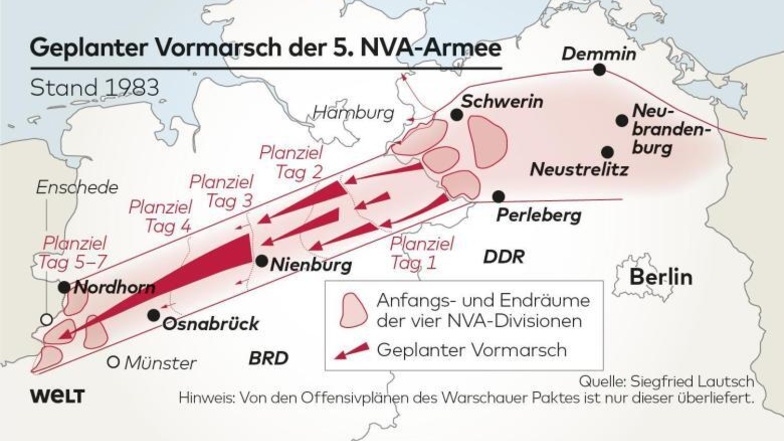 Detaillierte Offensivpläne für den Warschauer Pakt sind für den Bereich der 5. NVA-Armee erhalten.