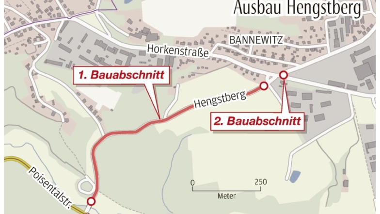 Als erstes soll der Hengstberg zwischen der Rosenbrücke nahe der Poisentalstraße bis kurz vor den Kreisverkehr ausgebaut werden.