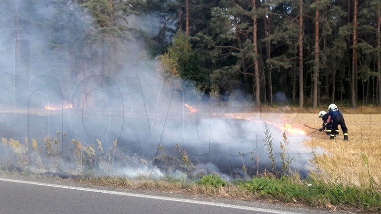 Am 9. Juli war zwischen Bröthen und Schwarzkollm ein Feld- und Waldbrand zu bekämpfen.