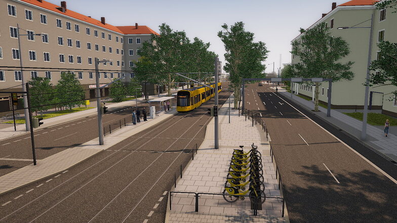 Über die Nürnberger Straße in Dresden sollen in Zukunft Straßenbahnen rollen. Der Weg dahin ist noch weit.