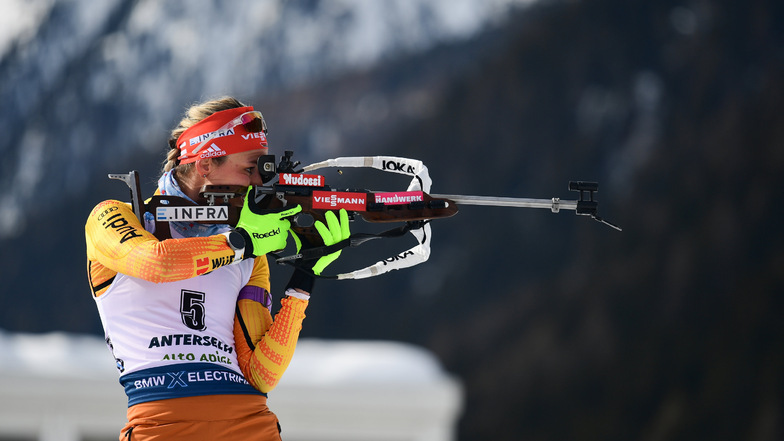 Denise Herrmann aus Deutschland holte in Antholz Silber - ihre vierte WM-Medaille.