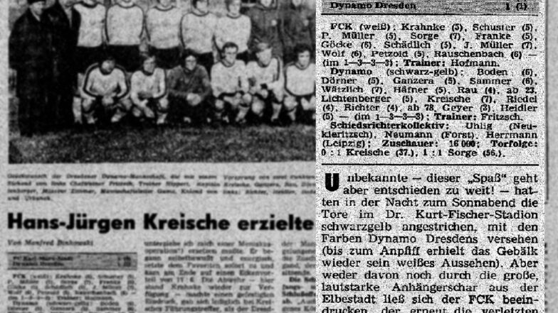 Selbst die DDR-Fußballzeitschrift Fuwo berichtete nach dem 1:1 über den Jungenstreich der fünf Dynamo-Fans. Damals wusste man noch nicht, wer die Übeltäter waren.