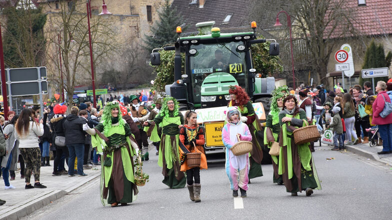 Die Freizeitunion aus Köbeln taucht beim Karnevalsumzug durch Bad Muskau ins Reich Neptuns ab.