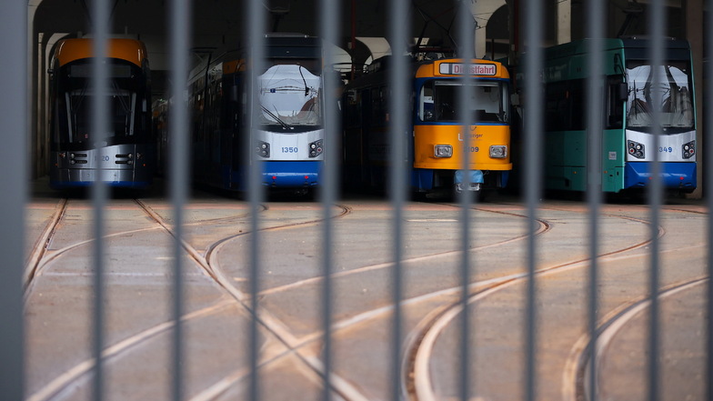 Auch in Leipzig blieben die Straßenbahnen in den Depots.