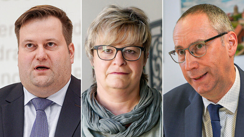 Alex Theile (l.) geht für die Linken, SPD und Grünen bei der Bautzener Landratswahl ins Rennen. Andrea Kubank (Linke) und Karsten Vogt (CDU) sind als Kandidaten für die Bautzener Oberbürgermeisterwahl nominiert worden.