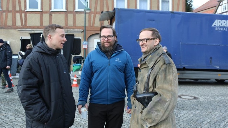 Die Hauptdarsteller Max Hubacher (links) und Milan Peschel (rechts) im Gespräch mit Regiseur Robert Schwentke.