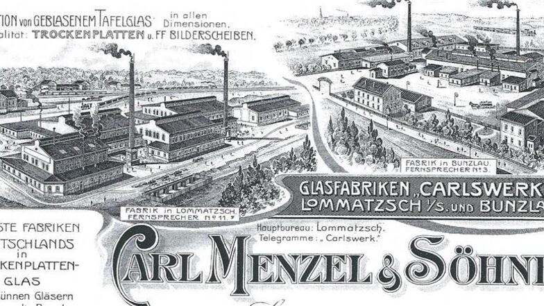 Eine historische Aufnahme von den Anfängen der Glasproduktion in Lommatzsch. Carl Menzel, der Ehrenbürger von Lommatzsch ist, hatte in der Stadt ein Glaswerk aufgebaut. Dass es heute noch Glasindustrie in Lommatzsch gibt, ist auch Bernd Hoffmann zu verdan