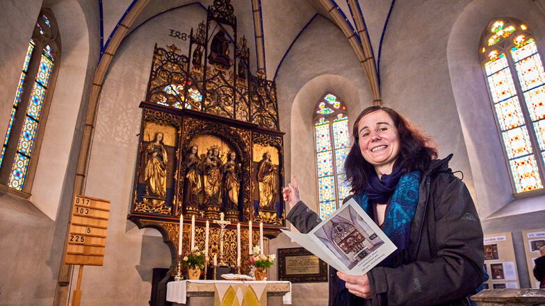 Hat den Dohnaer Altar die nächsten Monate ganz für sich: die Pirnaer Restauratorin Stefanie Matthes-Ehrig.