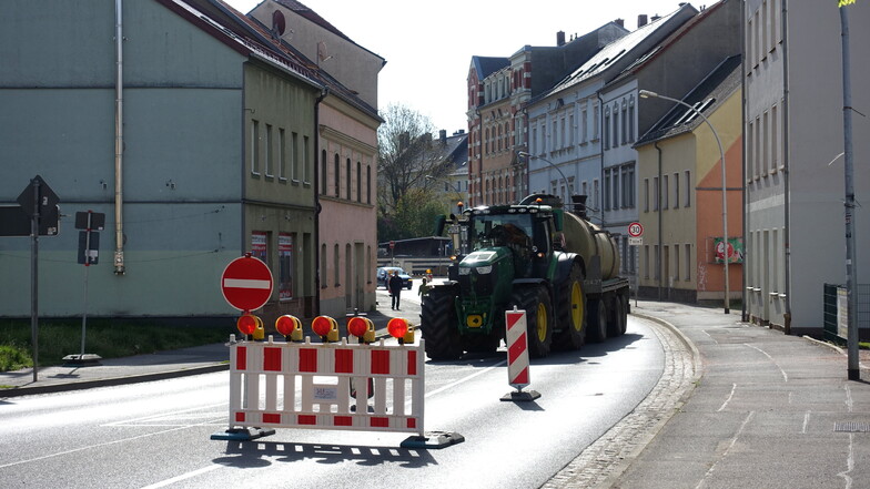 Die Dresdner Straße in Döbeln ist für zwei Wochen halbseitig gesperrt.