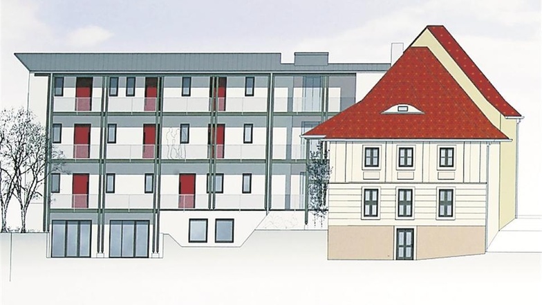So sollen Neubau und historischer Altbau ab Sommer aussehen. Grafik: Planungsbüro Schubert