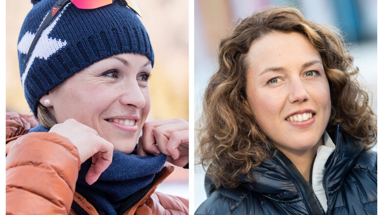 Die früheren Biathlon-Stars Magdalena Neuner (l) und Laura Dahlmeier sind bei der WM fürs Fernsehen dabei.