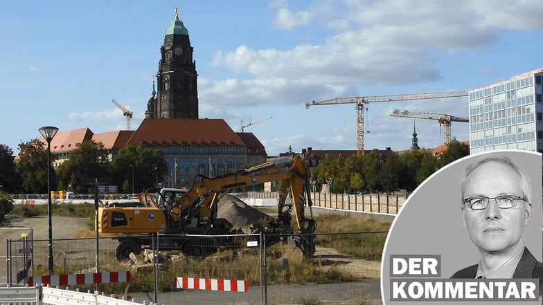 Bagger, Kräne, Bauzäune: In Dresdens Innenstadt dreht sich viel. Aber Sachsens Baubranche schrumpft. Was jetzt passieren muss.