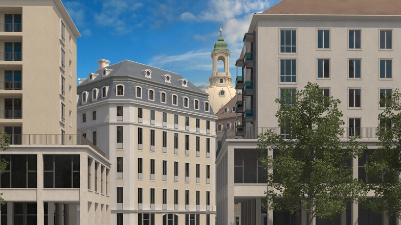 Ein Entwurf der Baywobau aus dem Jahr 2006 sieht vor, dass das Hotel Stadt Rom auch auf der Seite zur Wilsdruffer Straße richtige Fenster bekommt.