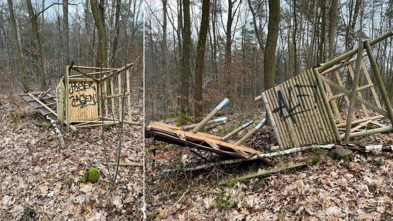 Unter anderem in der Nacht zum 14. Februar wurden die Jagdsitze im Wettiner Wald angegriffen. Die Jäger vermuten, dass die Tierrechtsaktivisten der Animal Liberation Front dahinterstecken, weil Graffiti darauf hindeuten.