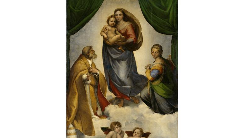 Raffaels "Sixtinische Madonna" von  1512/13 ist das berühmteste und beliebteste Gemälde der Dresdner Galerie.