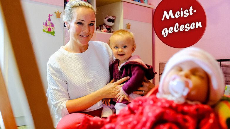 Alma, acht Monate alt, macht die Familie vollständig. Sie ist das dritte leibliche Kind von Katja Schollbach. Auch drei Pflegekinder haben bei ihr ein neues Zuhause gefunden.