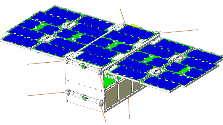 Der Cubesat, der all die daten der Tiere ab kommenden Jahr empfangen soll und an die Forscher auf der Erde weitergibt.