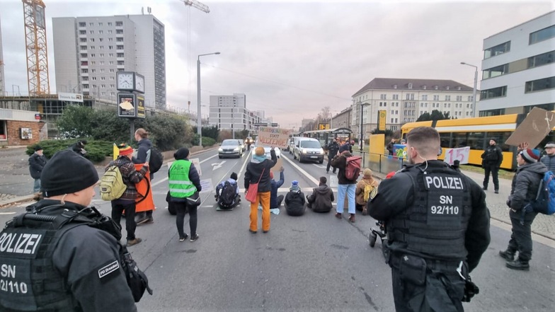 Zweite Straßenblockade in dieser Woche in Dresden