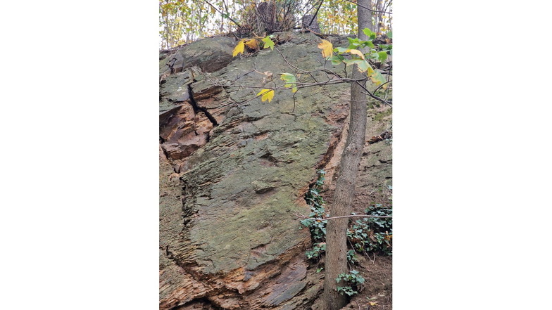 Ein Felsmassiv über dem Walksteig weist Risse auf.