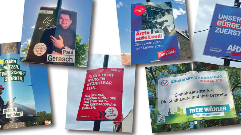 Das ist eine kleine Auswahl der Wahlplakate, die derzeit in der Stadtregion zu sehen sind. Welche Partei und welches Wählerbündnis wo antritt – siehe Text.