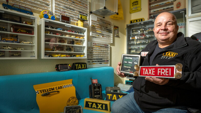 Pirnaer Taxifahrer sammelt Taximodelle