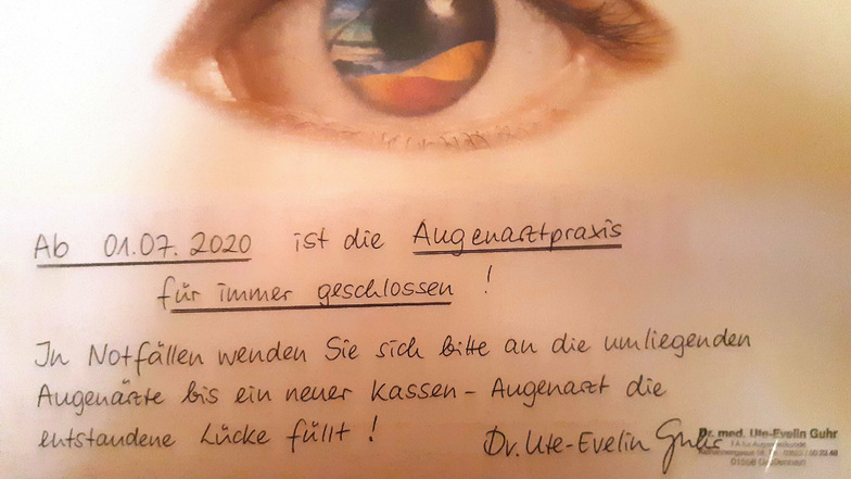 Seit 1. Juli ist die Augenarztpraxis von Frau Dr. Guhr geschlossen.