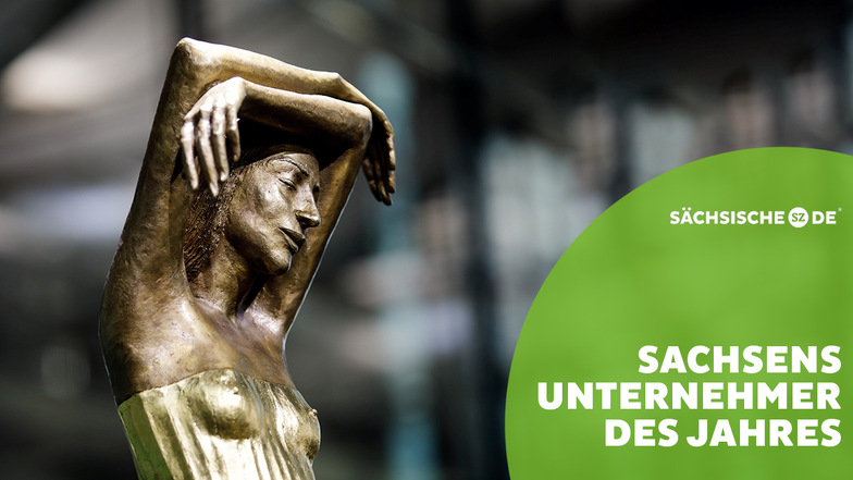 "Die Träumende", eine vergoldete Bronzestatue von Malgorzata Chodakowska, wird bereits zum 17. Mal vergeben - kein Wanderpokal, sondern Siegertrophäe von "Sachsens Unternehmer des Jahres".