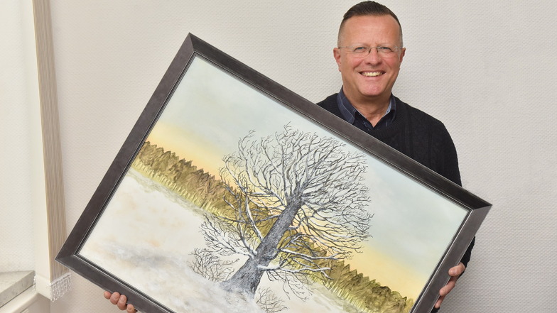 Helge Krause malt gerne Landschaften, wie die "Eiche im Vorgebirge".