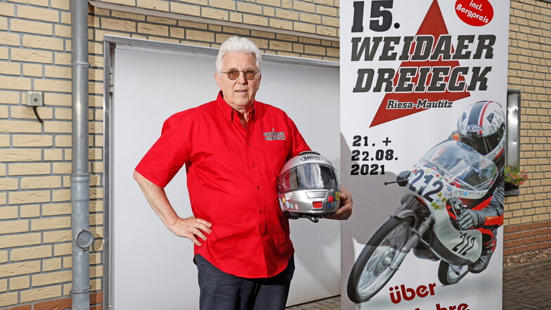 Hans-Jürgen Macioschek ist Haupt-Organisator des Riesaer Oldtimer-Motorrad-Rennens. Rund 80 Helfer wirken dabei mit.