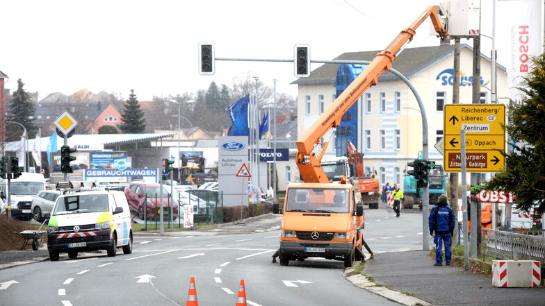 Die Arbeiten auf der B96 in Zittau haben begonnen.